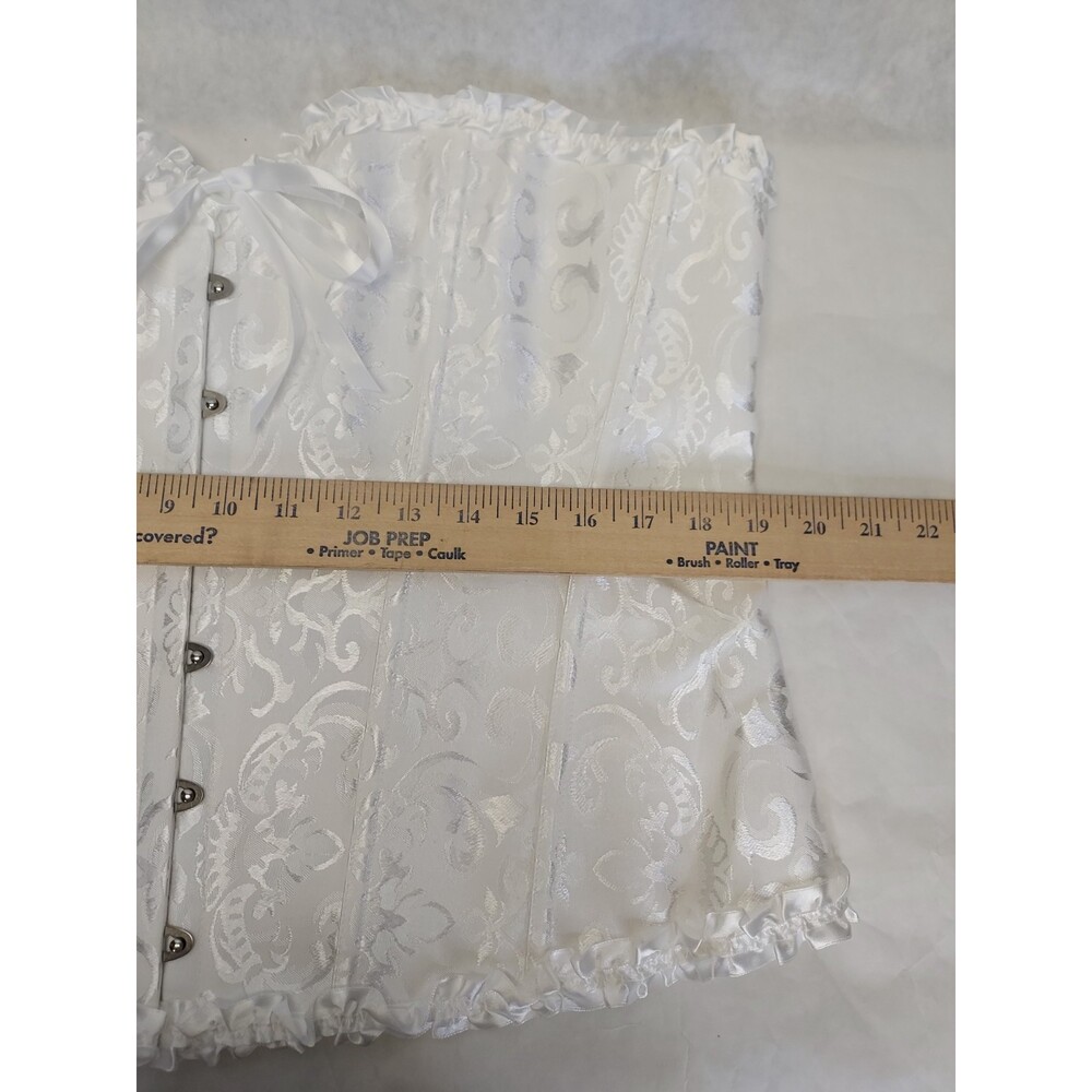 Corset Over Bust Lace Up Bustier US 20-22 6X White Paisley Costume Sexy Lingerie - Picture 5 of 15
